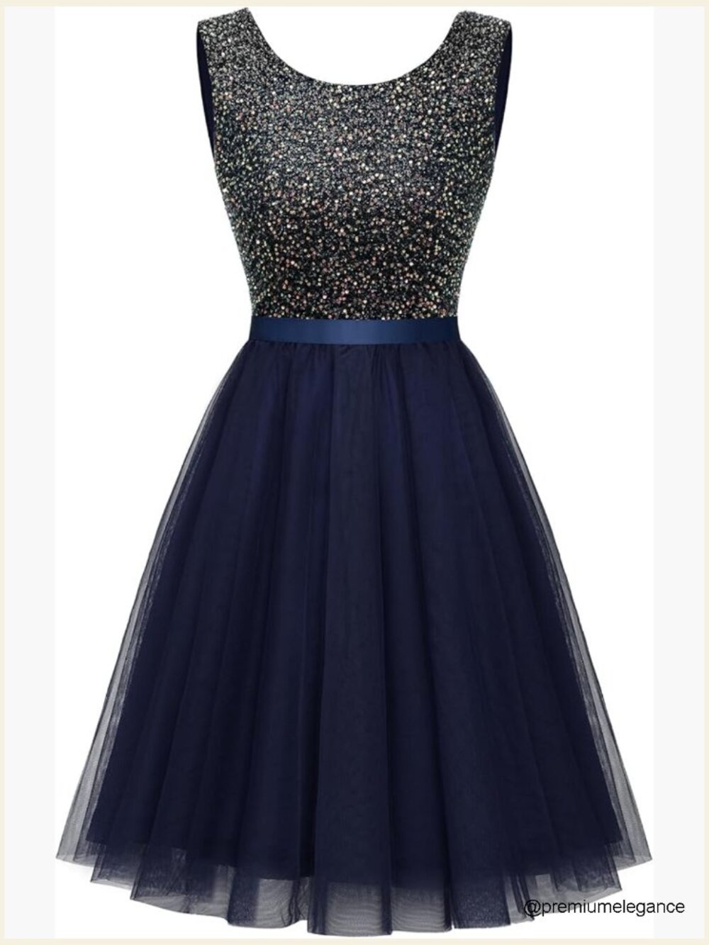 Sequin A-Line Swing Tulle Cocktail Mini Dress Sleeveless Boat Neck Zip